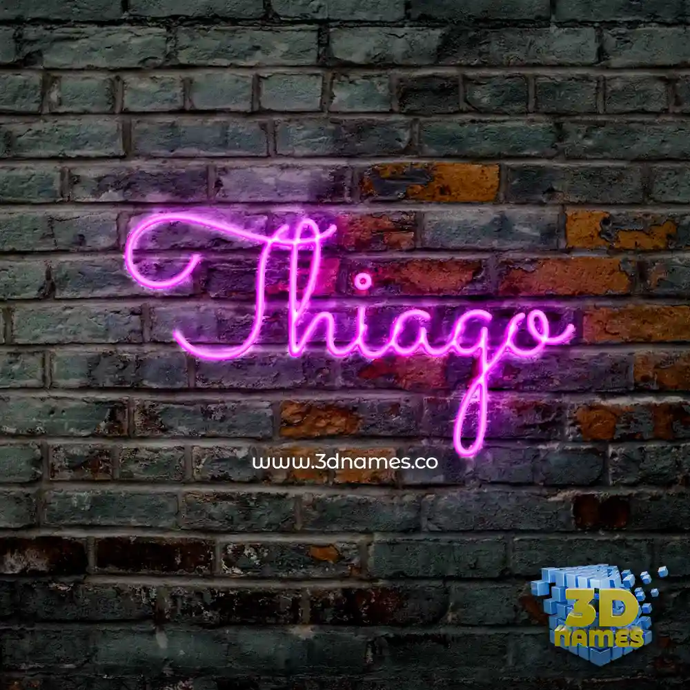 thiago in Pink Neon style - 3D name wallpaper