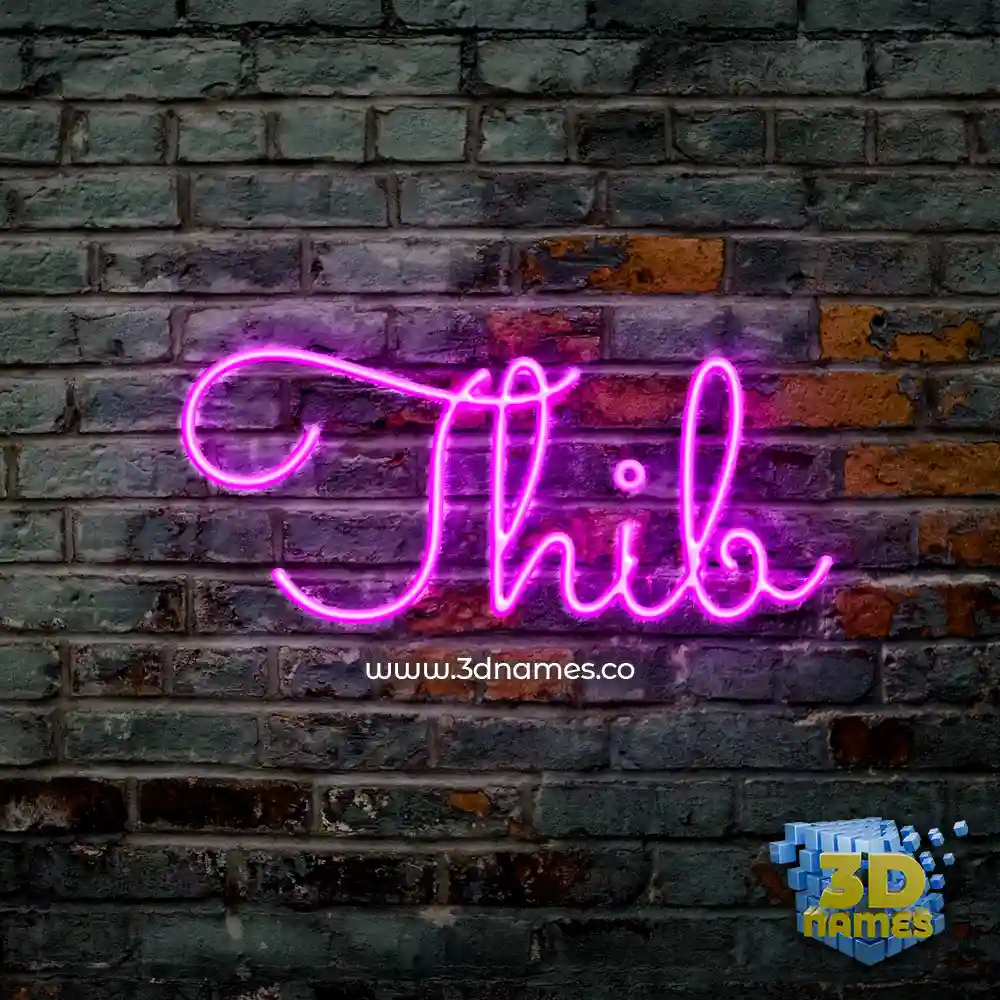 thib in Pink Neon style - 3D name wallpaper