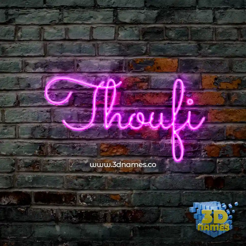 thoufi in Pink Neon style - 3D name wallpaper