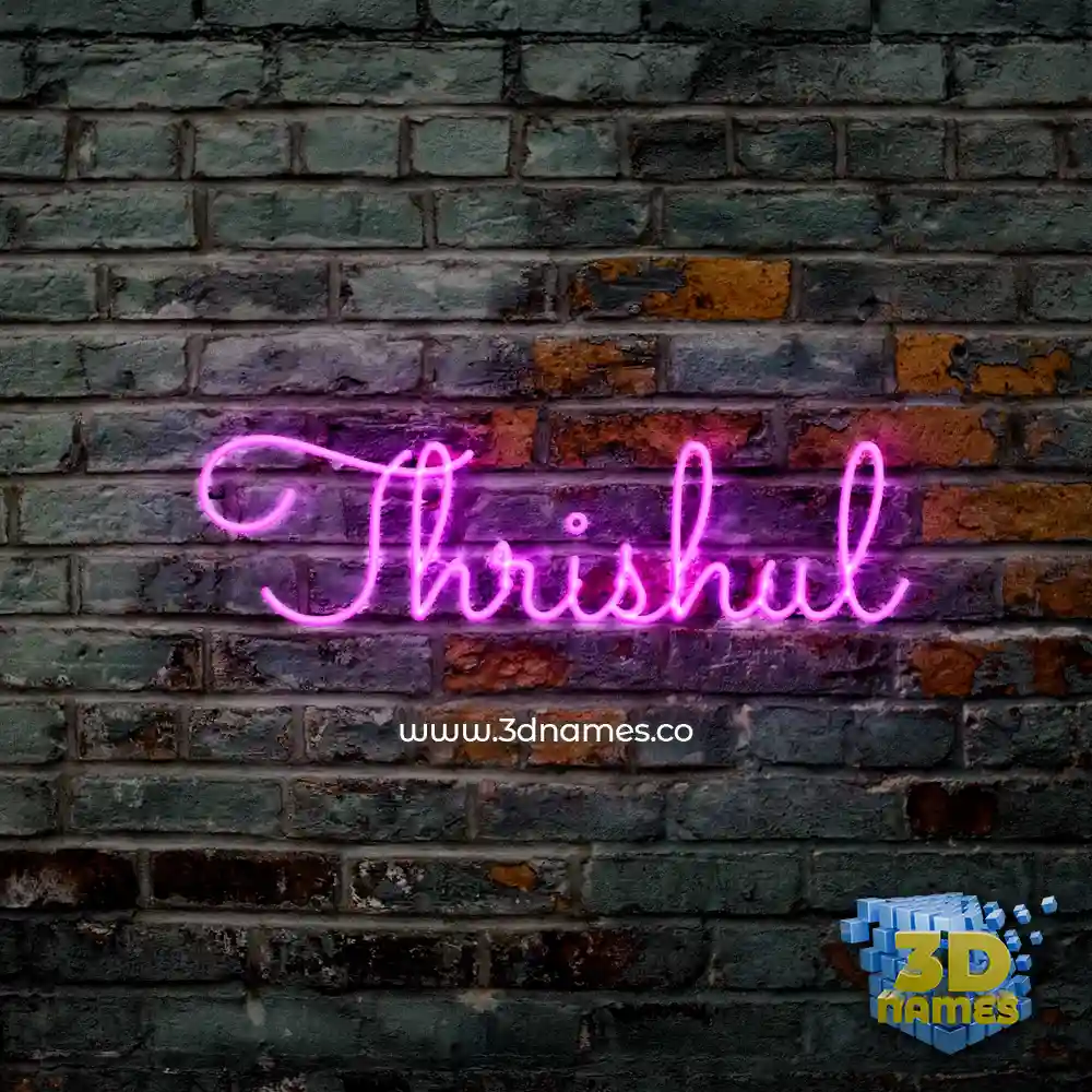 thrishul in Pink Neon style - 3D name wallpaper