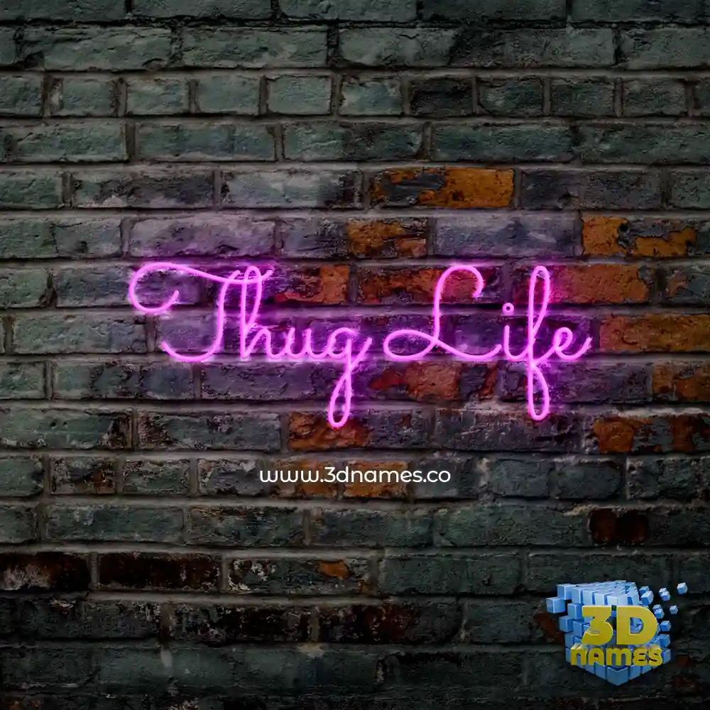 thug life in Pink Neon style - 3D name wallpaper