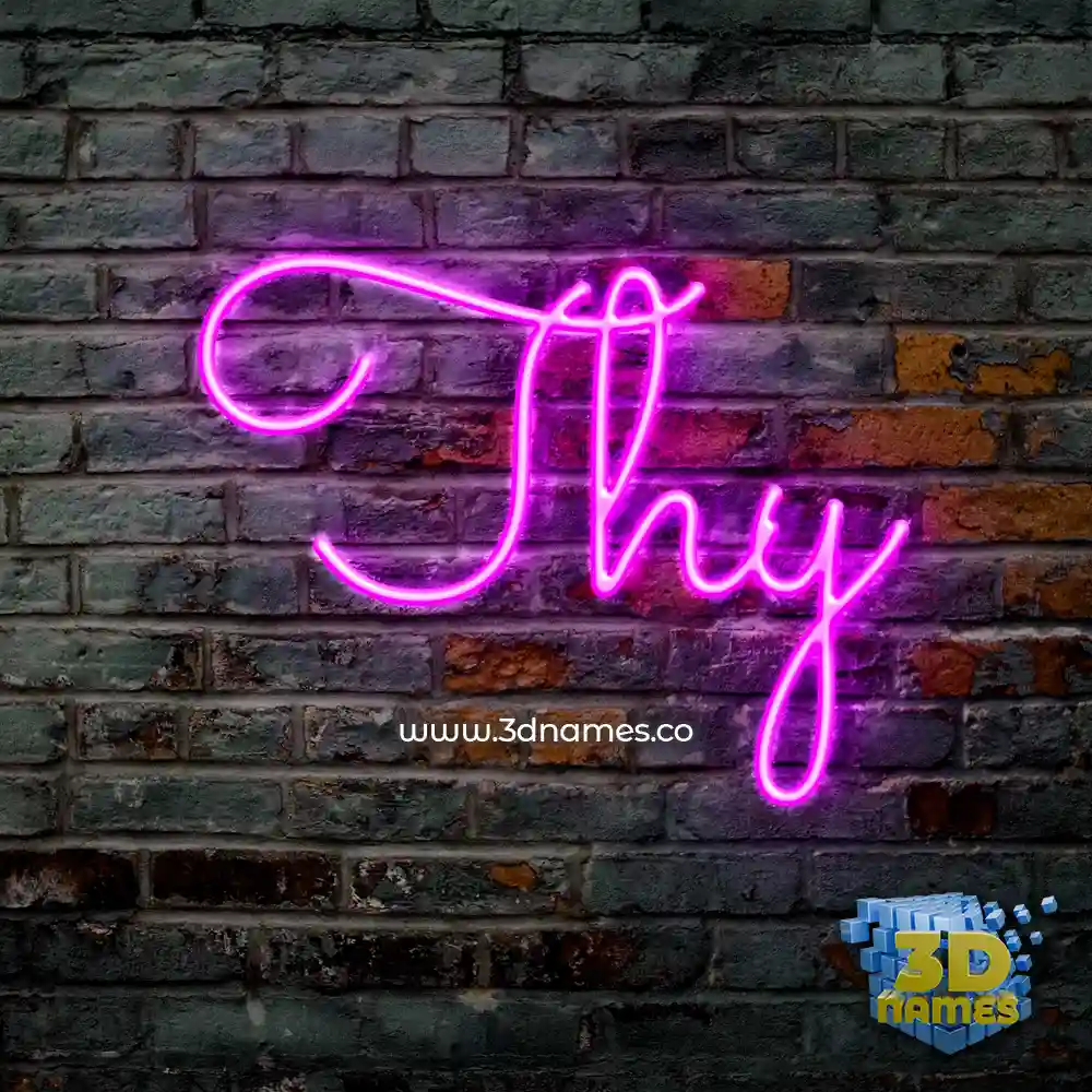 thy in Pink Neon style - 3D name wallpaper