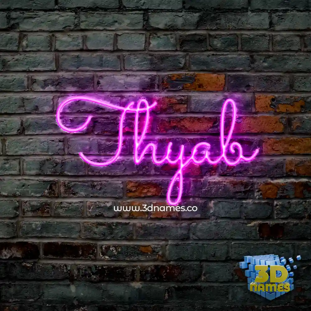 thyab in Pink Neon style - 3D name wallpaper