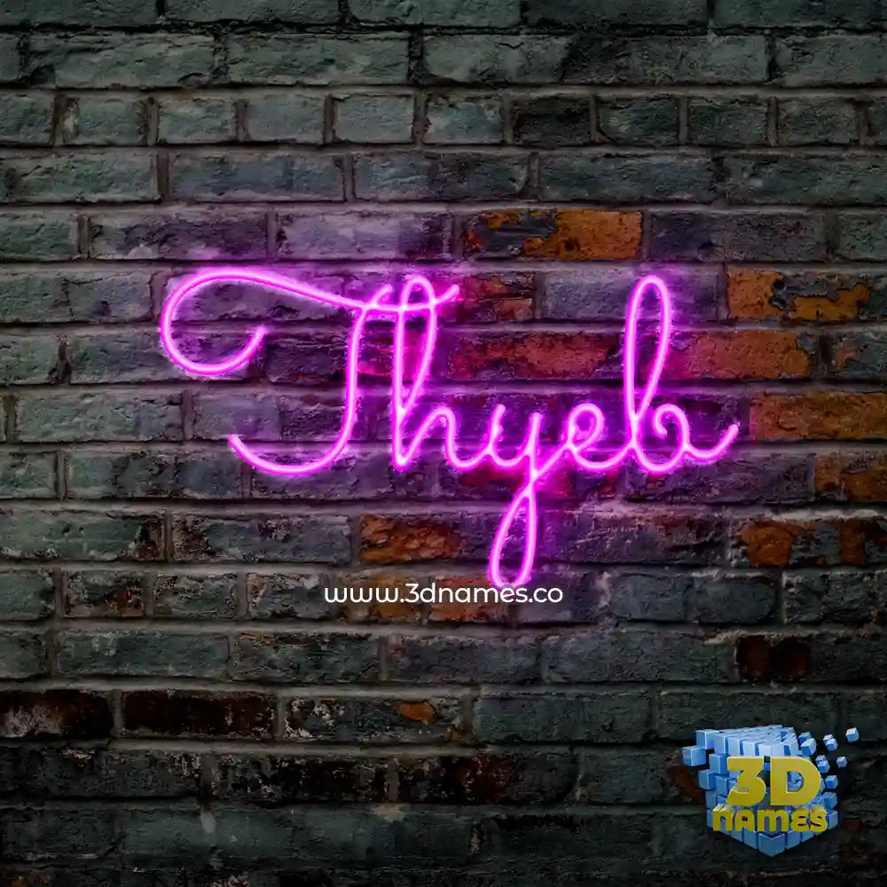 thyeb in Pink Neon style - 3D name wallpaper