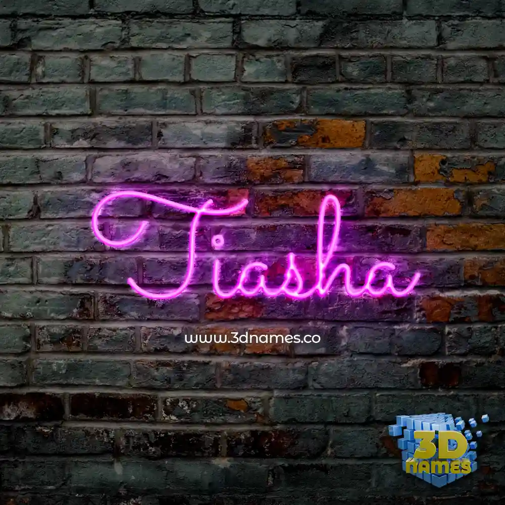 tiasha in Pink Neon style - 3D name wallpaper