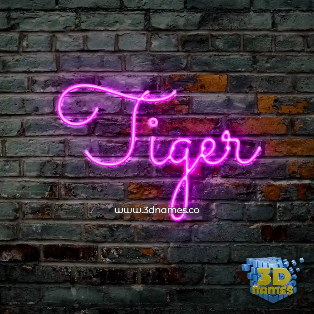 tiger in Pink Neon style - 3D name wallpaper