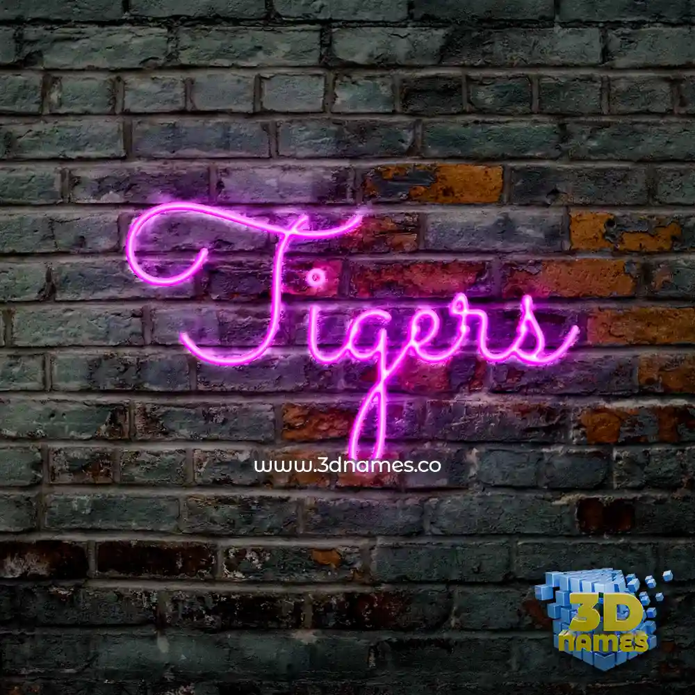 tigers in Pink Neon style - 3D name wallpaper