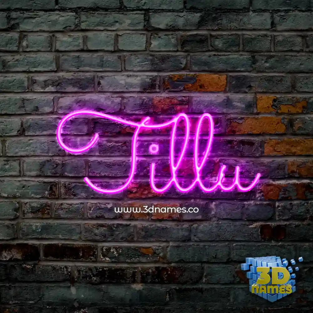 tillu in Pink Neon style - 3D name wallpaper