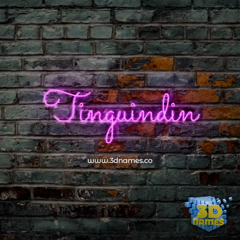 tinguindin in Pink Neon style - 3D name wallpaper