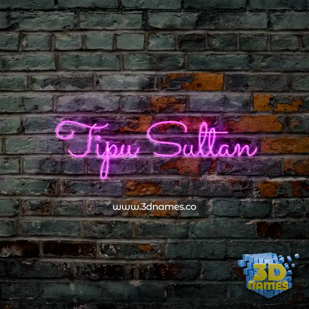tipu sultan in Pink Neon style - 3D name wallpaper