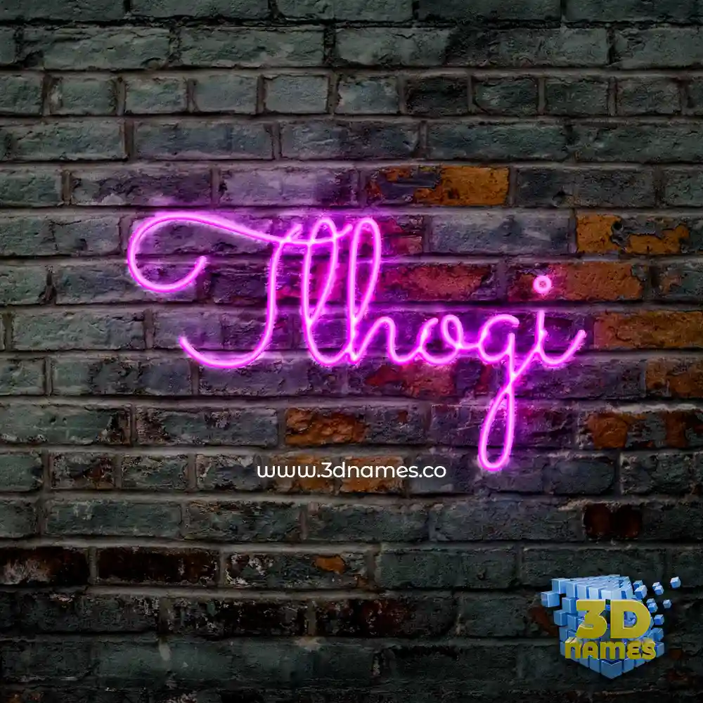 tlhogi in Pink Neon style - 3D name wallpaper