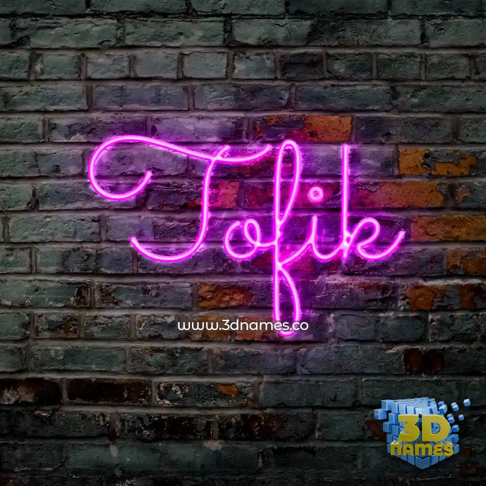 tofik in Pink Neon style - 3D name wallpaper