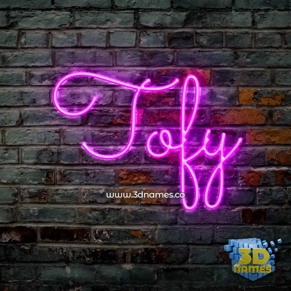 tofy in Pink Neon style - 3D name wallpaper