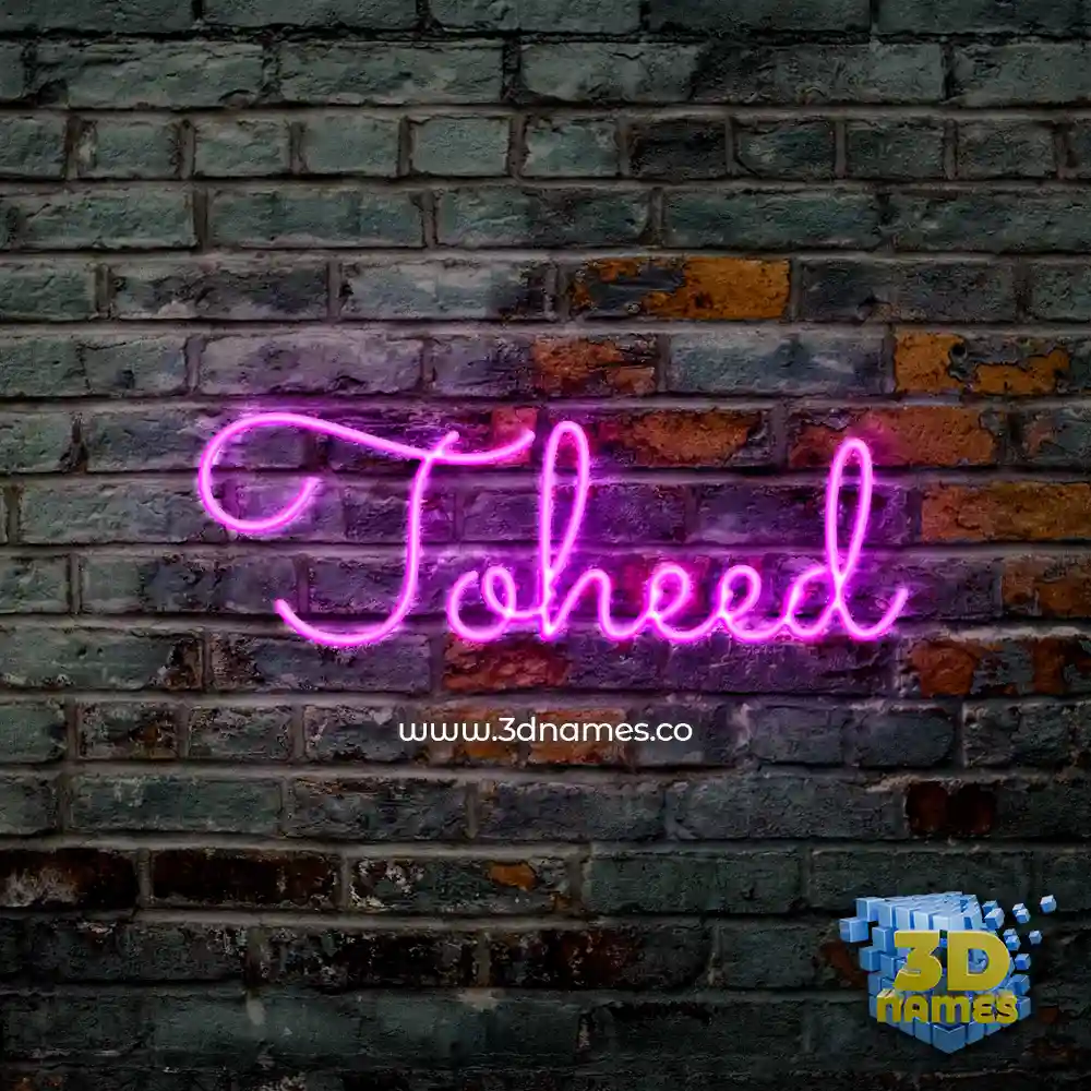 toheed in Pink Neon style - 3D name wallpaper