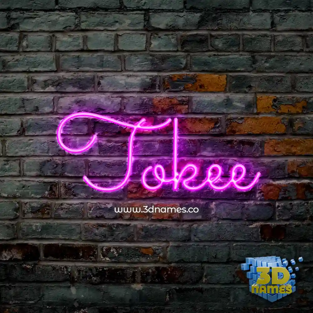 tokee in Pink Neon style - 3D name wallpaper