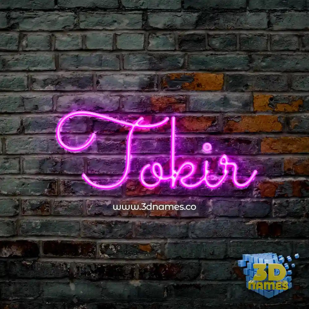 tokir in Pink Neon style - 3D name wallpaper