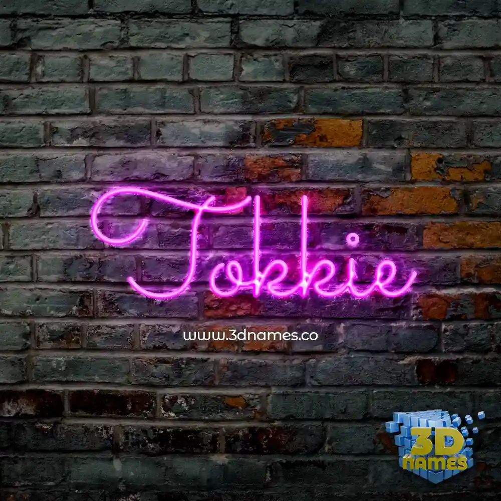 tokkie in Pink Neon style - 3D name wallpaper