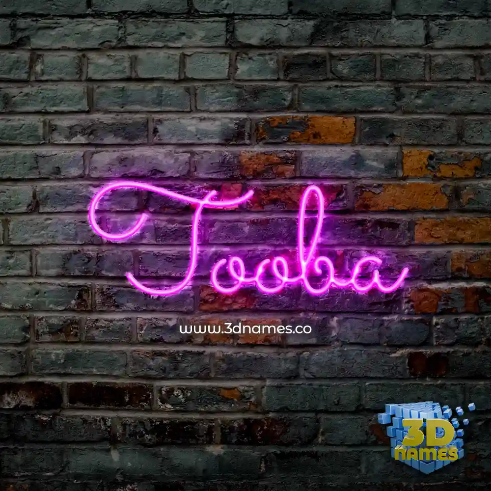 tooba in Pink Neon style - 3D name wallpaper
