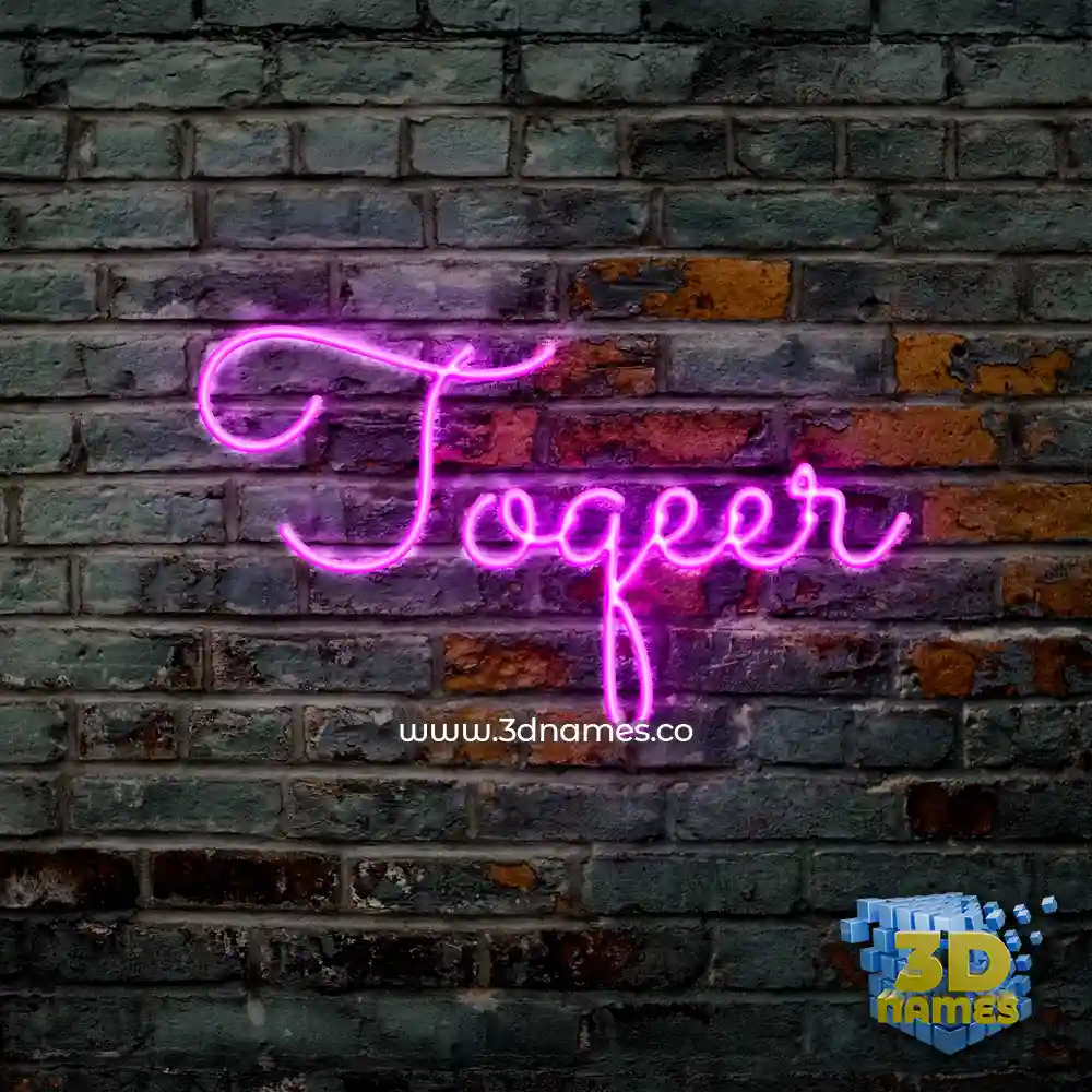 toqeer in Pink Neon style - 3D name wallpaper