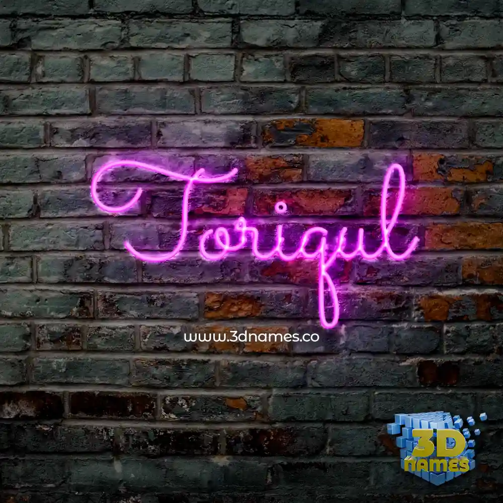 toriqul in Pink Neon style - 3D name wallpaper