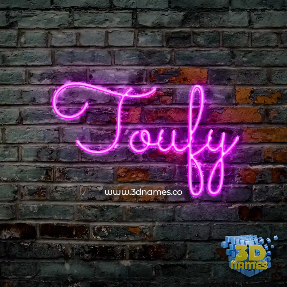 toufy in Pink Neon style - 3D name wallpaper