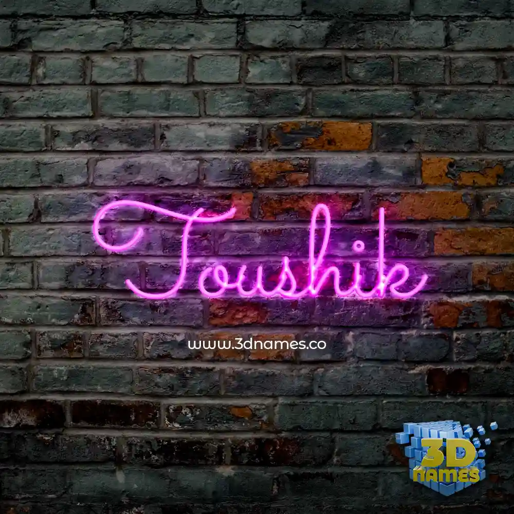 toushik in Pink Neon style - 3D name wallpaper