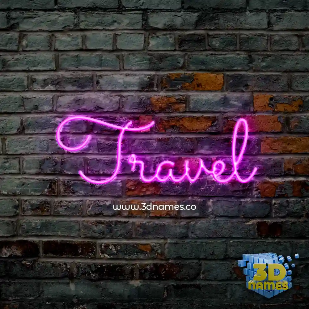 travel in Pink Neon style - 3D name wallpaper