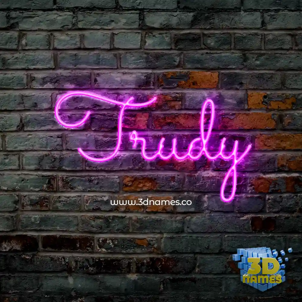 trudy in Pink Neon style - 3D name wallpaper