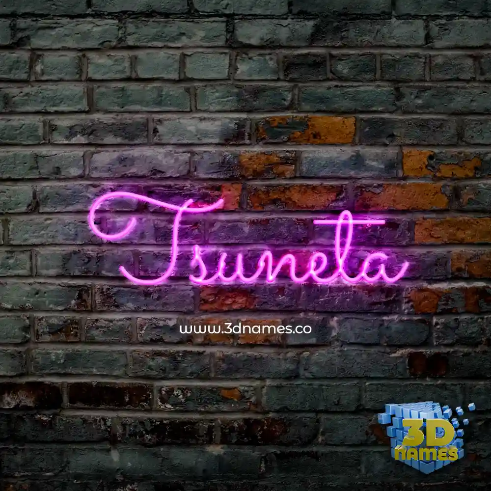 tsuneta in Pink Neon style - 3D name wallpaper