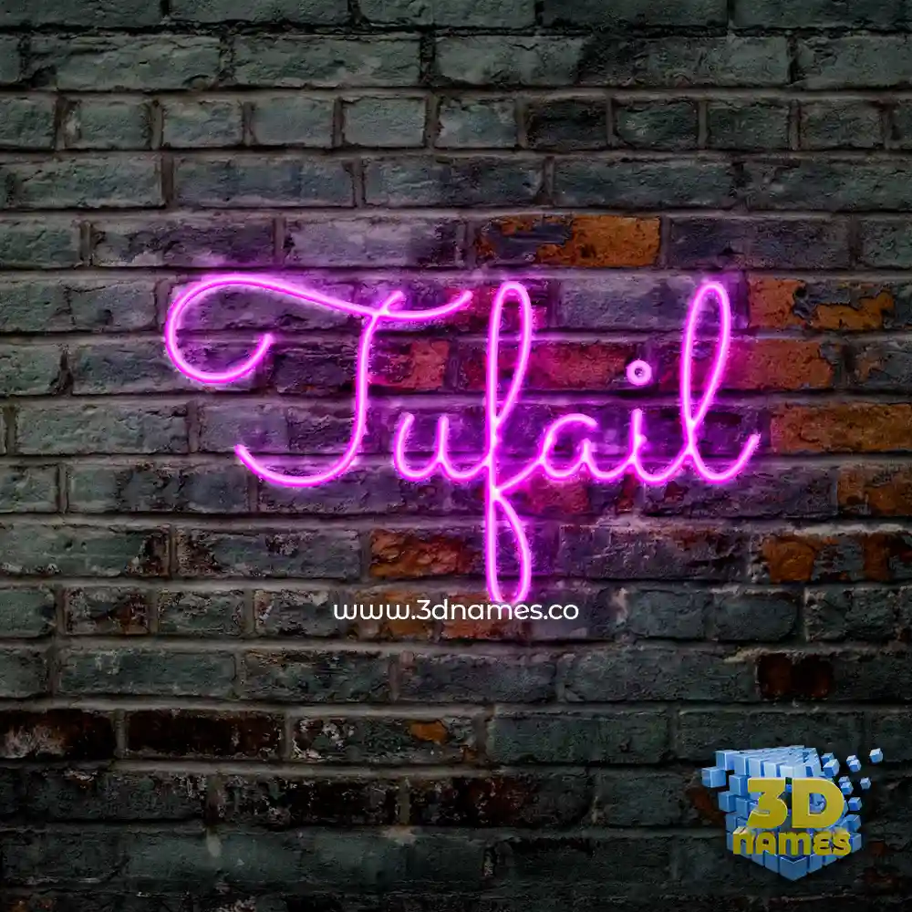 tufail in Pink Neon style - 3D name wallpaper