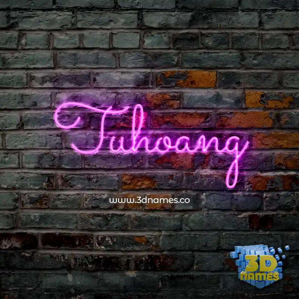 tuhoang in Pink Neon style - 3D name wallpaper
