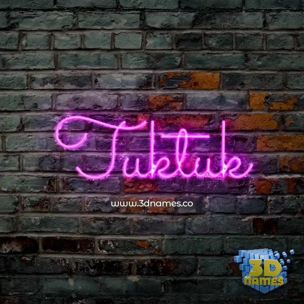 tuktuk in Pink Neon style - 3D name wallpaper