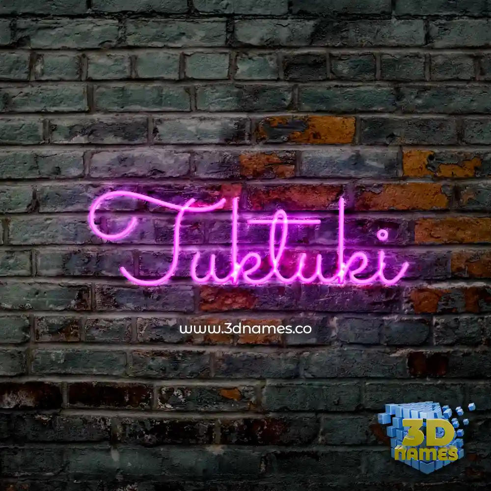 tuktuki in Pink Neon style - 3D name wallpaper