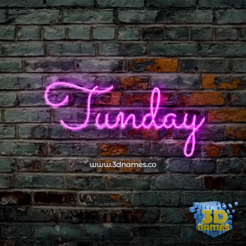tunday in Pink Neon style - 3D name wallpaper