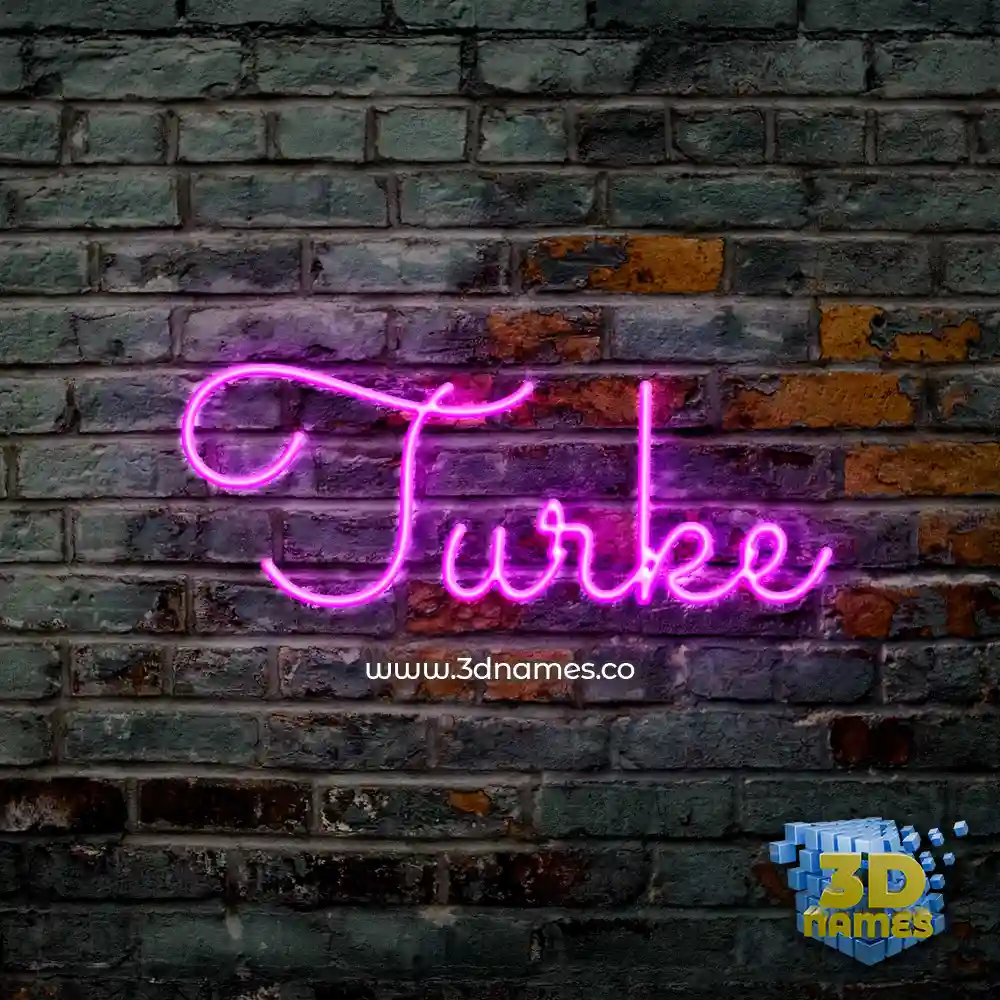 turke in Pink Neon style - 3D name wallpaper