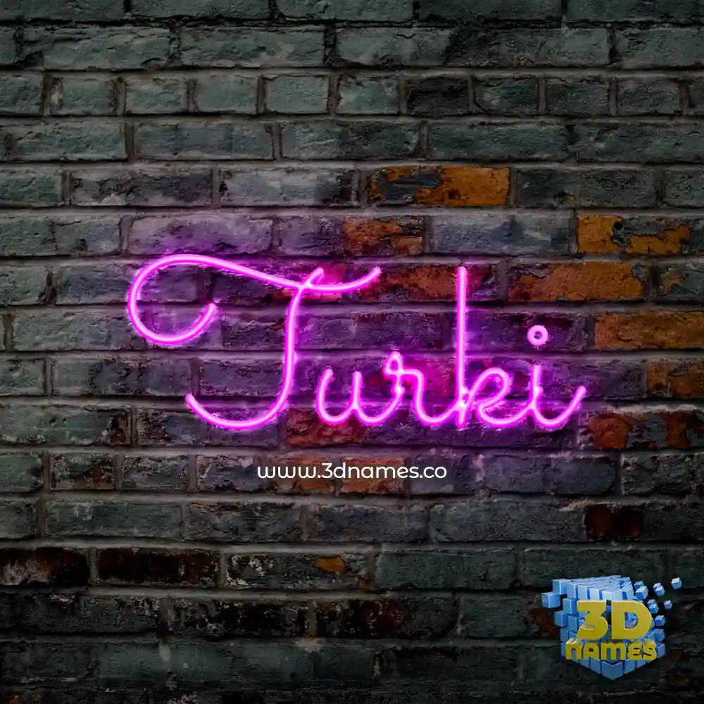 turki in Pink Neon style - 3D name wallpaper
