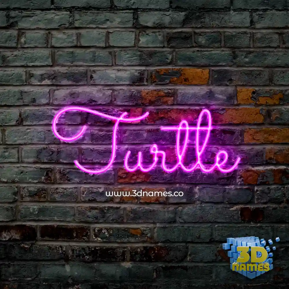 turtle in Pink Neon style - 3D name wallpaper