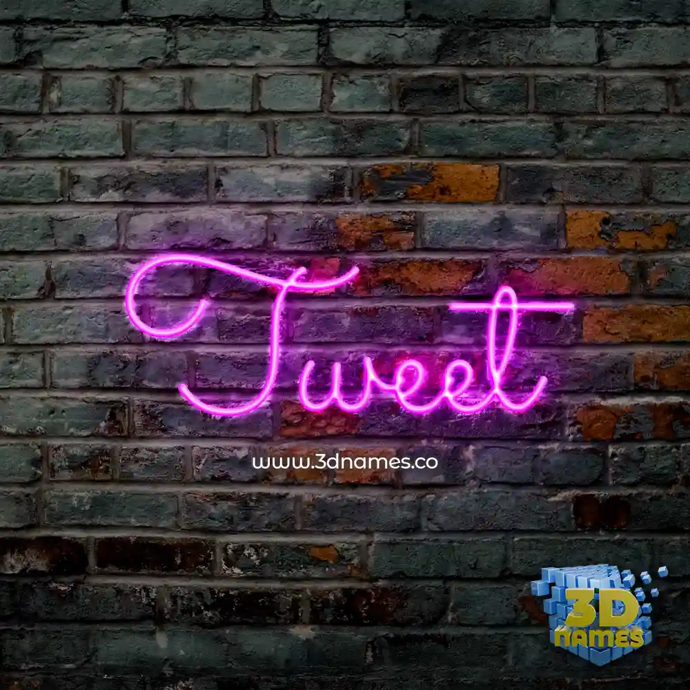 tweet in Pink Neon style - 3D name wallpaper