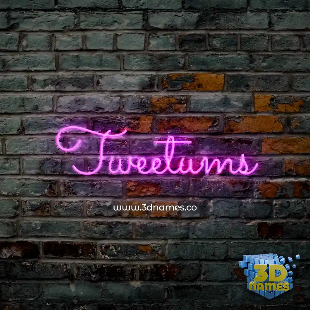tweetums in Pink Neon style - 3D name wallpaper