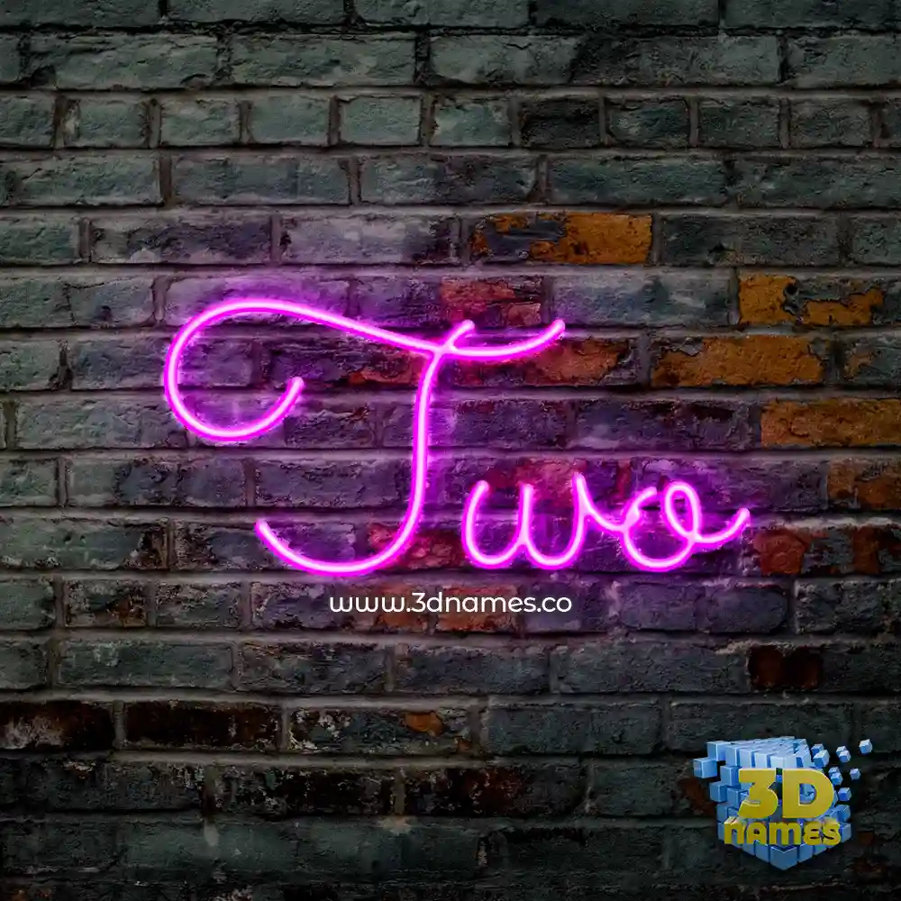 two in Pink Neon style - 3D name wallpaper