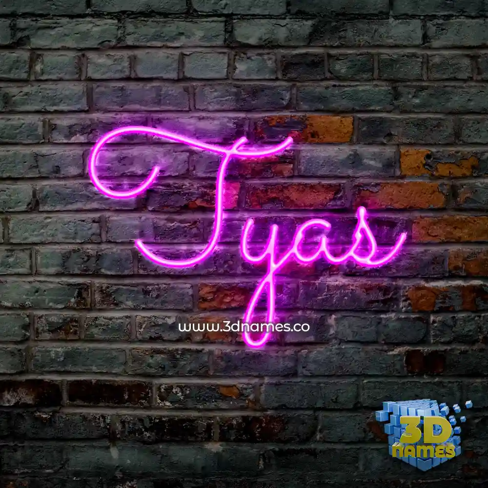 tyas in Pink Neon style - 3D name wallpaper