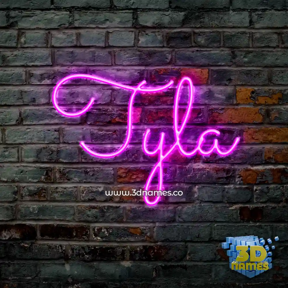 tyla in Pink Neon style - 3D name wallpaper