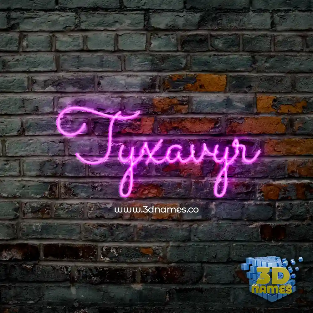 tyxavyr in Pink Neon style - 3D name wallpaper