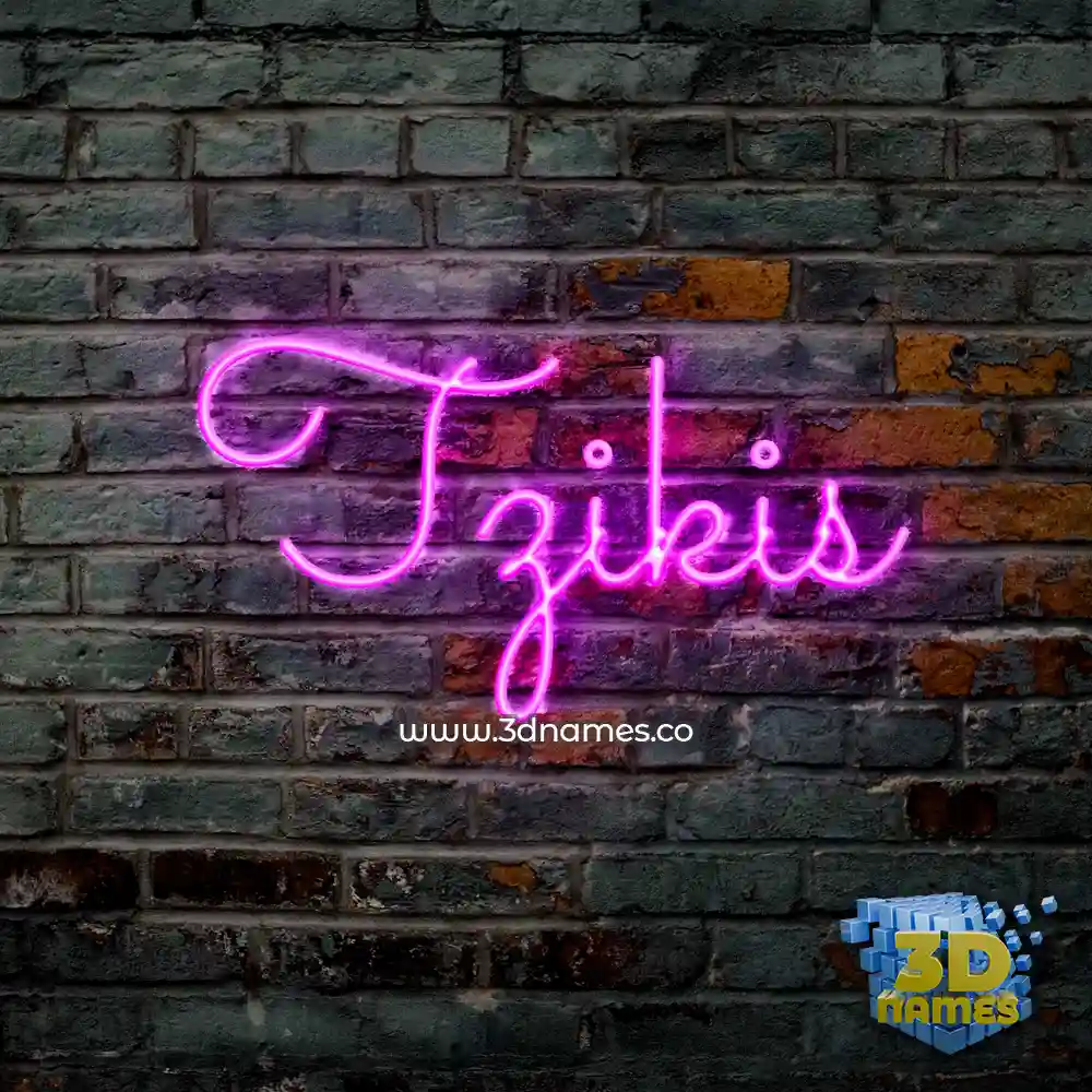 tzikis in Pink Neon style - 3D name wallpaper