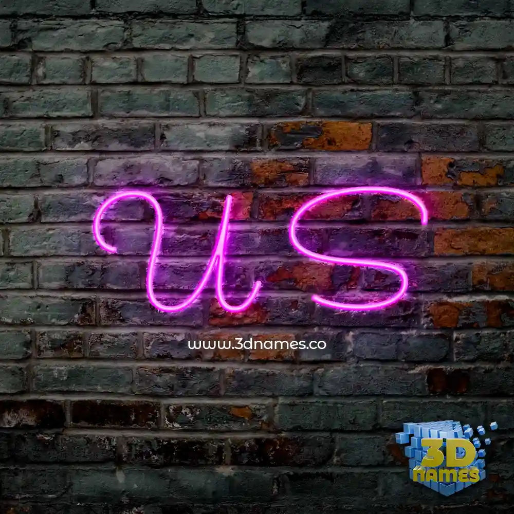u s in Pink Neon style - 3D name wallpaper