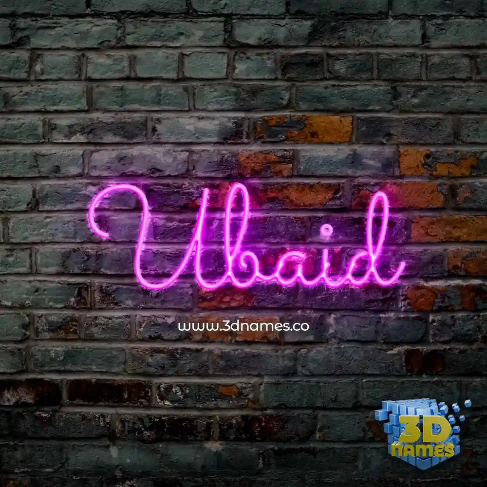 ubaid in Pink Neon style - 3D name wallpaper