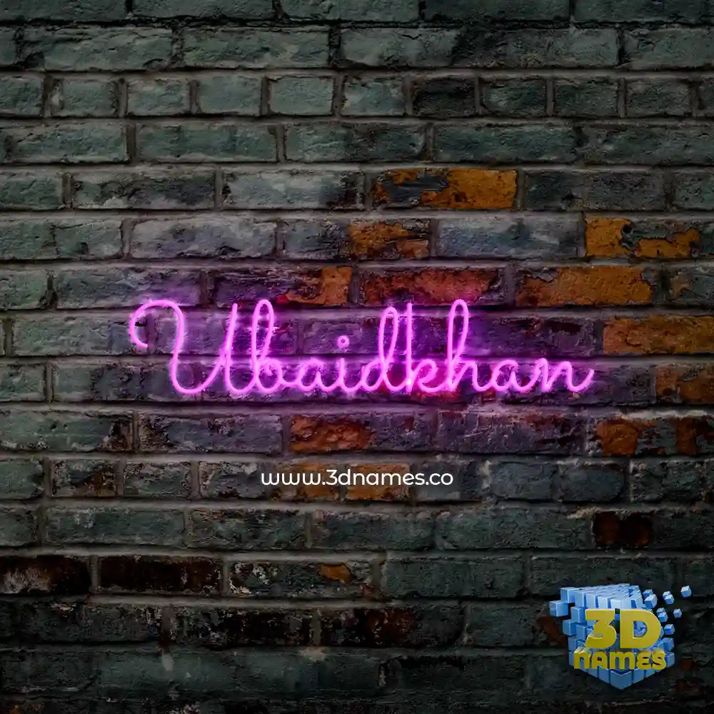 ubaidkhan in Pink Neon style - 3D name wallpaper