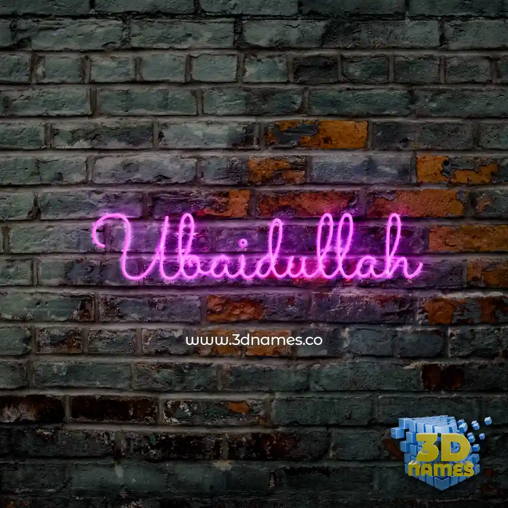 ubaidullah in Pink Neon style - 3D name wallpaper