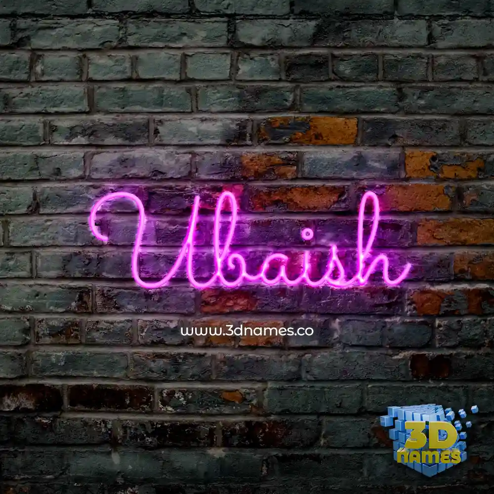 ubaish in Pink Neon style - 3D name wallpaper