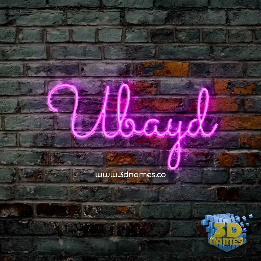 ubayd in Pink Neon style - 3D name wallpaper
